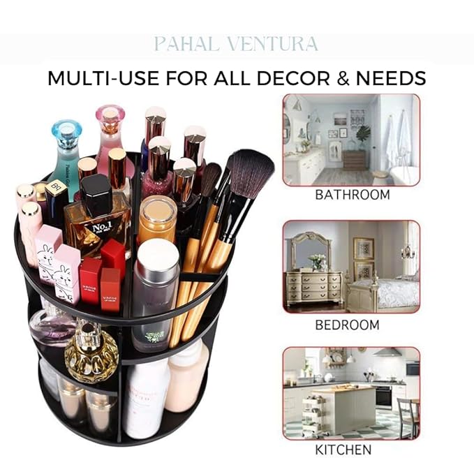 Makeup organizer in use