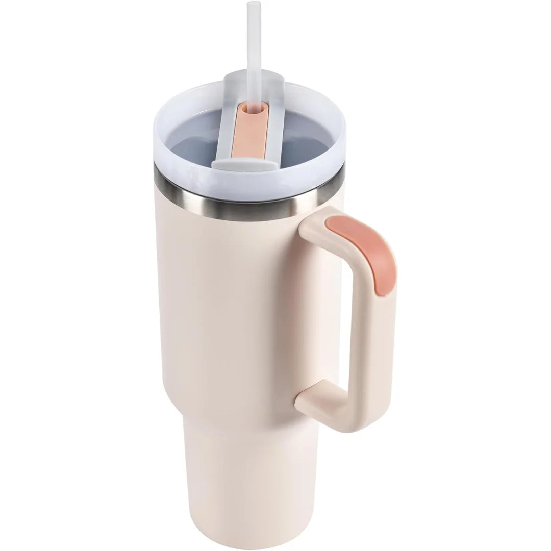 Tumbler with straw and handle
