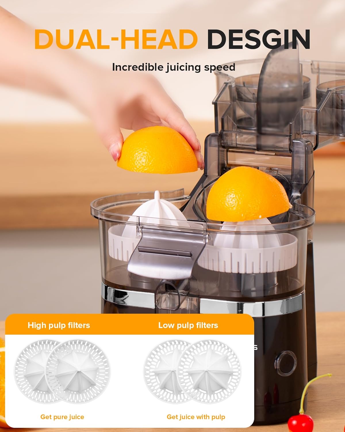 Citrus juicer in use
